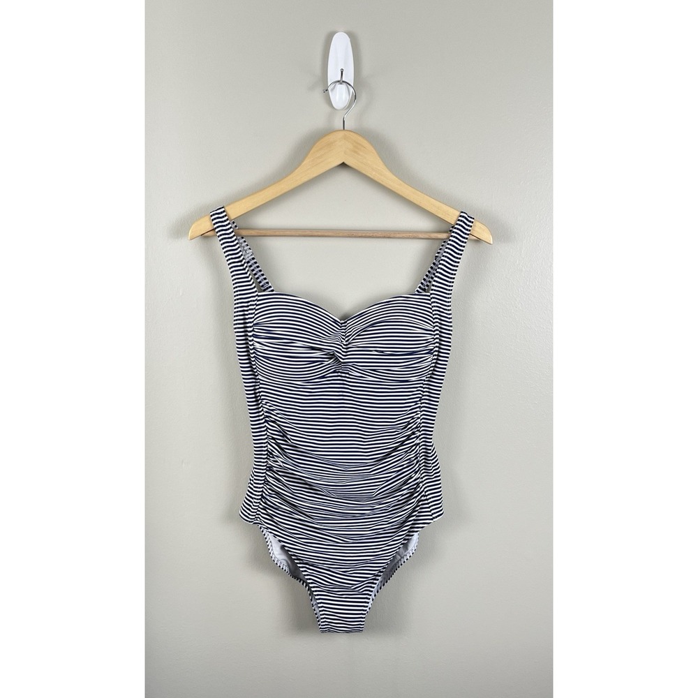 BOND EYE ONE PIECE SWIMSUIT NAVY WHITE Nip Tuck Shirred Maillot STRIPE sz 6 D/DD